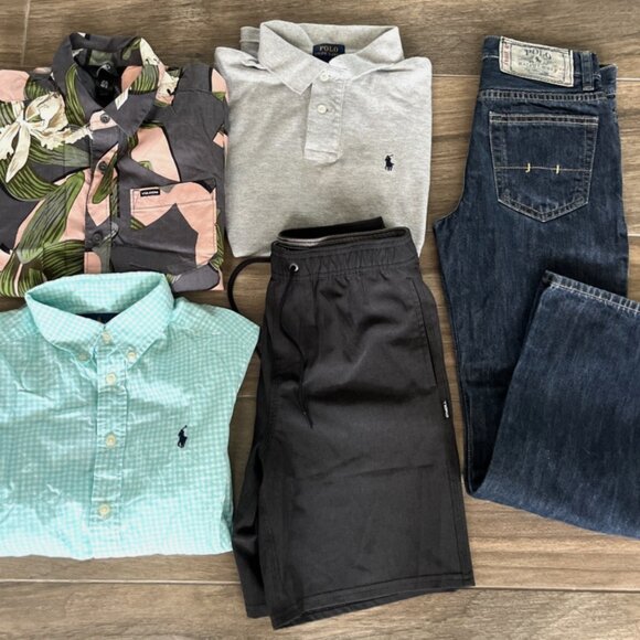 POLO RALPH LAUREN + Boy YOUTH Bundle Clothing Jeans Shirts Boardshort M 10/12 - Picture 1 of 10